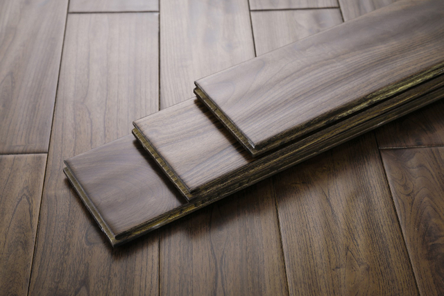 Interior Design Warm Home Walnut Color Solid Wood Flooring