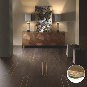 Entrance Lobby Of Hotel High-End Art Engineered Wood Flooring Indoor Use Art Parquet Flooring With Copper Inlay