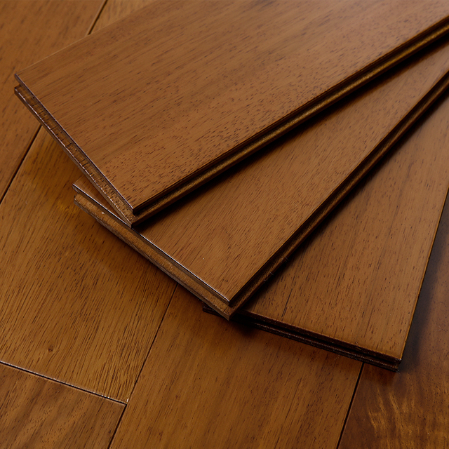 American Interior Style Hardwood Flooring Click Lock Teak Color Bedroom Living Room Solid Wood Flooring