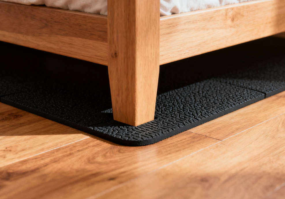 Anti-slip mat in contact with wooden floor